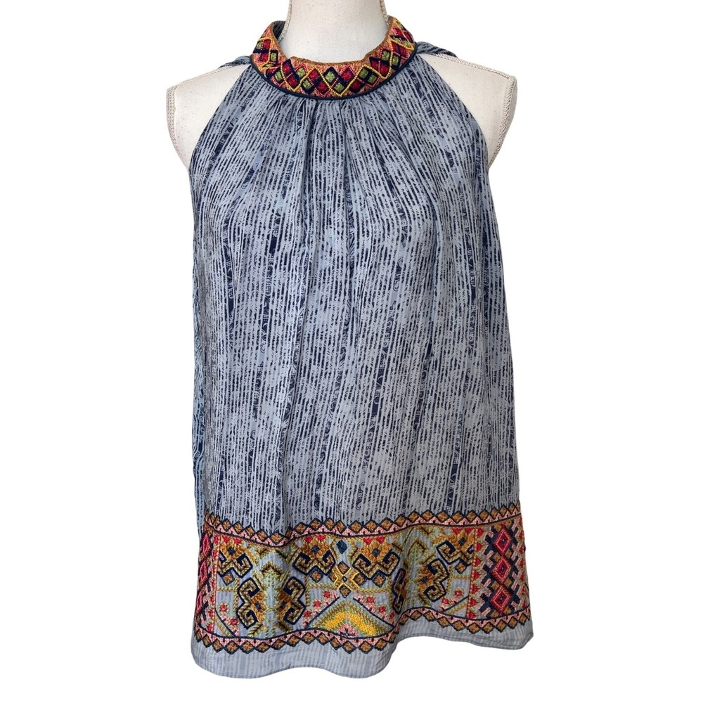 ANTHROPOLOGIE BHANUNI by JYOTI Jani Boho top beaded embroidered MEDIUM